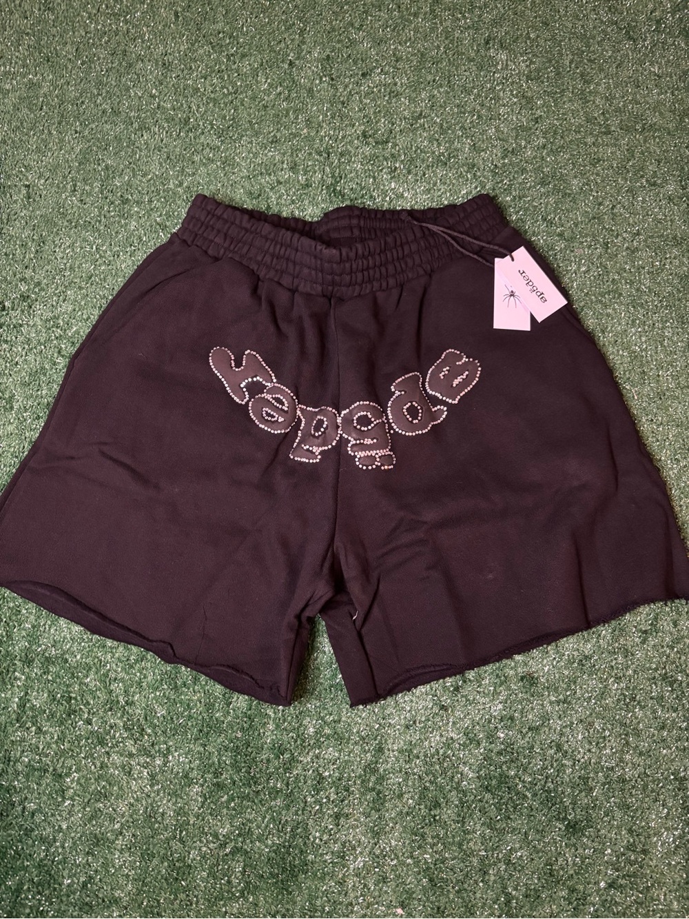 Men's Athletic Black Shorts with Embellished Logo Detail